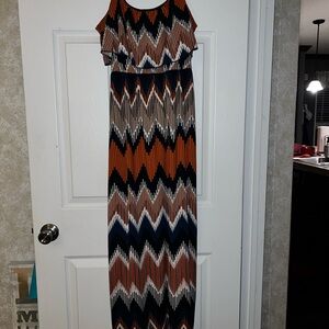 Bailey Blue Zigzag Maxi Dress - Orange, Black, White